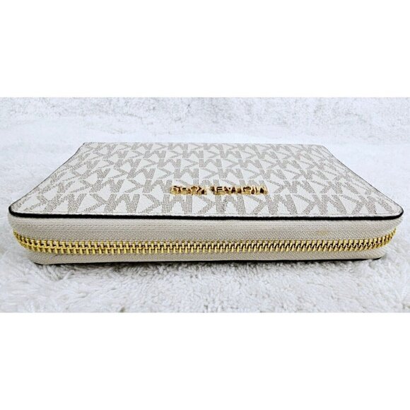 MICHAEL KORS Vanilla Canvas Jet Set Travel Large Continental Wallet Wristlet EUC - Picture 14 of 16